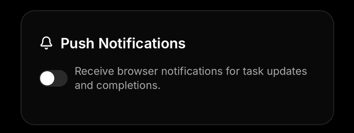 Enable Push Notifications in Settings › User